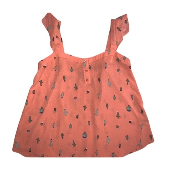 Torrid Women's Plus Size Peach Cactus Print Sleeveless Flutter Top - Picture 3 of 4